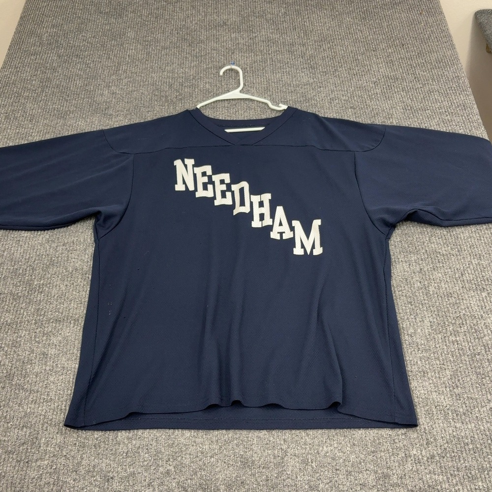 Needham VKM Jersey Mens L Navy Blue Polyester Mesh V-Neck Athletic Sports Style